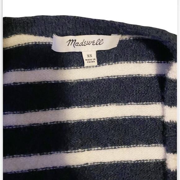 Madewell Walker Blue Striped Wool Blend Cardigan XS - Picture 4 of 10